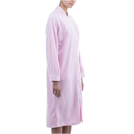 Womens Bathrobes Walmart Ezi Women S Zip Front Long Fleece Robe Walmart