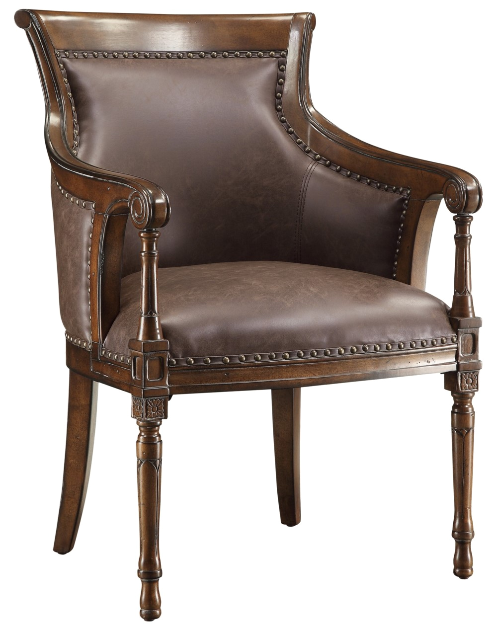 Wood and Leather Accent Chair Rich Vintage Style Accent Arm Club Chair Leather Seat
