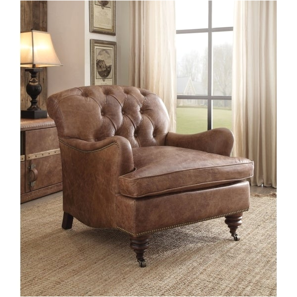 Wood and Leather Accent Chair Shop Wood & Leather Accent Chair Retro Brown Free
