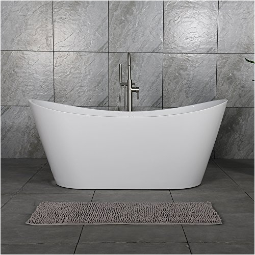 woodbridge 59 acrylic freestanding bathtub tub with brushed nickel overflow and drain b 0011 bta1516