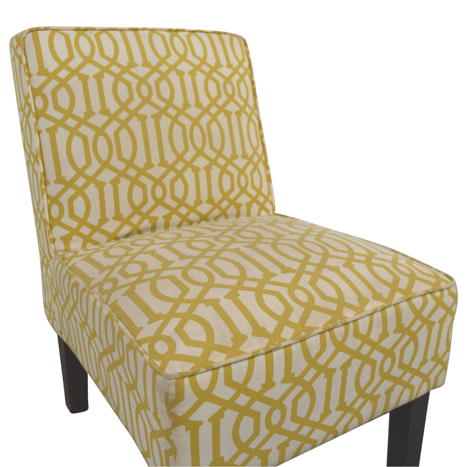 second hand yellow and white accent chair