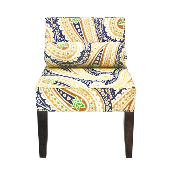 Yellow Green Accent Chair isabelle Navy and Yellow Paisley Armless Accent Chair