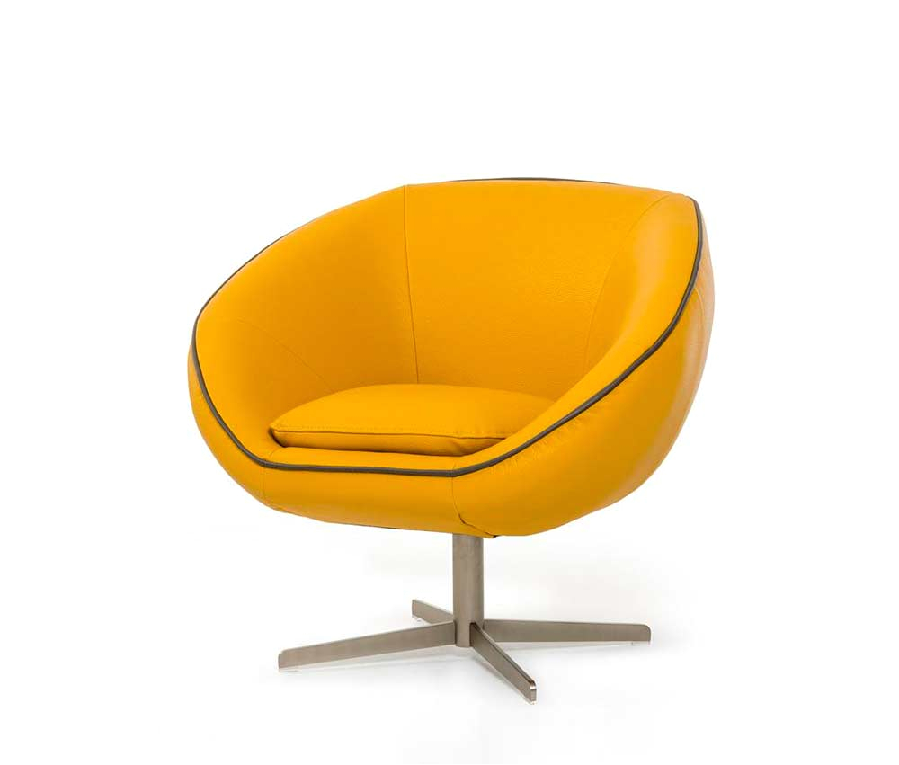 Yellow Leather Accent Chair Modern Yellow Eco Leather Lounge Chair Vg76