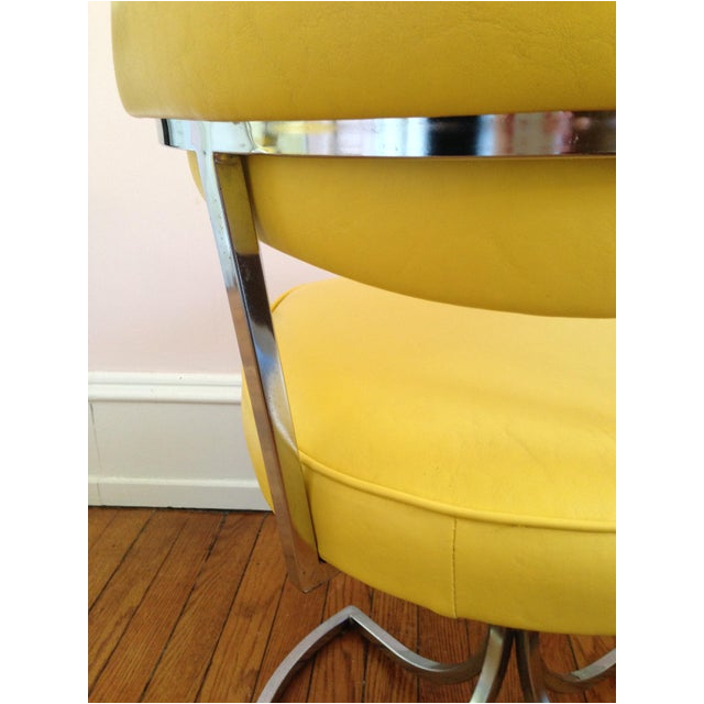 chrome yellow leatherette swivel chairs