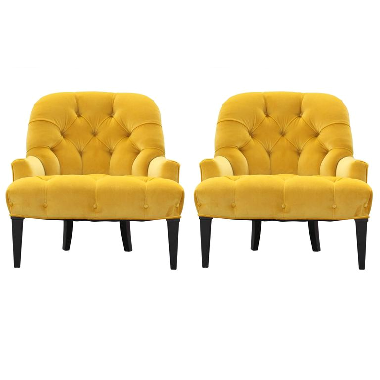 yellow velvet chair
