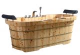 2 Person Freestanding Bathtub 65" 2 Person Free Standing Cedar Wooden Bathtub with