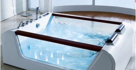 2 Person Freestanding Bathtubs Side Glass Freestanding 2 Person Massage Bathtub Glass