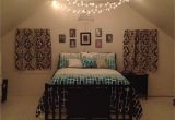 4 Foot Black Light Teenage Bedroom Black White and Teal with Christmas Lights and One