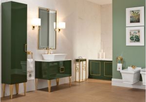 5.5 Foot Bathtub Daphne Bathroom High End Vanity Wood In forest Green Lacquer