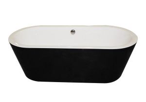 5 Foot Center Drain Bathtub Shop Anzzi Dualita 5 6 Foot Glossy Black Acrylic Center
