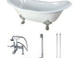 53 Inch Bathtub Double Slipper 6 Ft Cast Iron Clawfoot Bathtub In White and Faucet