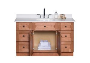 54 Inch Bathroom Vanity Base 54 ̎ Single Sink Maple Wood Bathroom Vanity In Almond