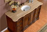 54 Inch Bathroom Vanity Base 60" Gorgeous Travertine Stone top White Sink Bathroom