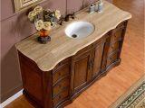 54 Inch Bathroom Vanity Base 60" Gorgeous Travertine Stone top White Sink Bathroom