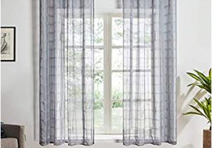 54 Inch Length Bathroom Curtains Amazon top Finel Light Grey Grid Sheer Curtains for
