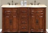 54 Inch Wide Bathtub 55 Inch Double Sink Bathroom Vanity with Cream Marfil