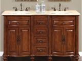 54 Inch Wide Bathtub 55 Inch Double Sink Bathroom Vanity with Cream Marfil