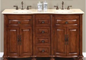 54 Inch Wide Bathtub 55 Inch Double Sink Bathroom Vanity with Cream Marfil