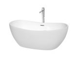 56 Freestanding Bathtub 60" Freestanding Bathtub In White with Floor Mounted Faucet