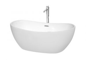 56 Freestanding Bathtub 60" Freestanding Bathtub In White with Floor Mounted Faucet