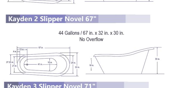 6 Foot Bathtub Dimensions Deluxe Acrylic Slipper Tubs