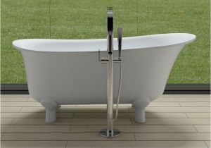 63 Inch Freestanding Bathtub Free Standing solid Surface Stone Modern soaking Bathtub