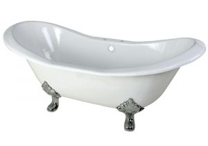 7 Foot Bathtub Aqua Eden 6 Feet Cast Iron Polished Chrome Clawfoot Double