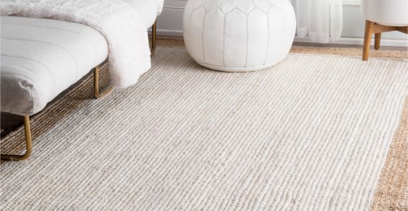 8×10 Natural Fiber Rug Nuloom Alexa Eco Natural Fiber Braided Reversible Border Jute White