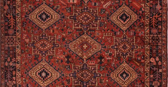 9×12 Red oriental Rugs Persian Gharadjeh Red Rectangle 9×12 Ft Wool Carpet 16769