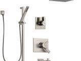 Ada Compliant Bathtub Delta Vero Stainless Steel Finish Tub and Shower System with Dual