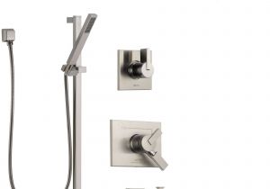 Ada Compliant Bathtub Delta Vero Stainless Steel Finish Tub and Shower System with Dual