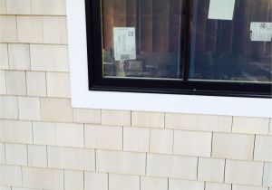 Andersen Casement Window Interior Trim Kits Maibec White Cedar Shingle with Bleaching Agent Next to Pella
