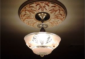Antique 1920 Ceiling Light Fixtures Restored 1920s Vintage Art Deco Pink Glass Flush Mount Light Fixture