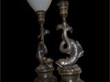 Antique 1920 Ceiling Light Fixtures Vintage French Made 1920s Pair Of Dolphin Shaped Lamps In Silver