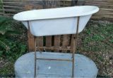 Antique Baby Bathtub On Stand Antique French Baby Porcelain Bath Tub with Metal Folding