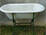 Antique Baby Bathtub On Stand Antique Hungary Baby Porcelain Bath Tub with Metal Folding