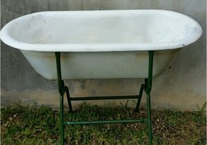 Antique Baby Bathtub On Stand Antique Hungary Baby Porcelain Bath Tub with Metal Folding