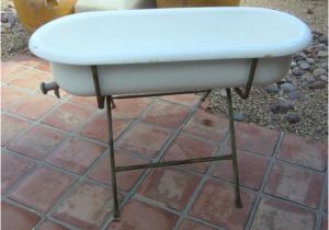Antique Baby Bathtub On Stand Authentic Vintage Antique Baby Bathtub Tub with Stand From