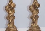 Antique Brass Lamps Value Pair Of Vintage Cast Metal Electric Table Lamps with Cherubs for