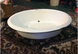 Antique Enamel Baby Bathtub Vintage Porcelain Enamel Enamelware Oval Baby Bath Tub