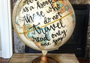 Antique Globe with Floor Stand Globe Number 4 Reads the World is A Book and Those who Do Not