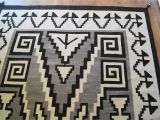 Antique Navajo Rugs Value Historic Two Grey Hills Storm Pattern Variant Navajo Rug Weaving for