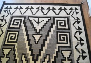 Antique Navajo Rugs Value Historic Two Grey Hills Storm Pattern Variant Navajo Rug Weaving for