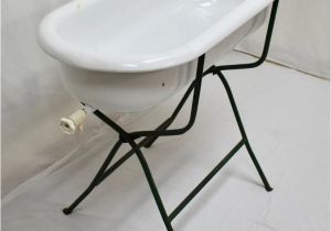 Antique Porcelain Baby Bathtub for Sale Vintage Porcelain Enamel Baby Bath On Folding Wrought Iron