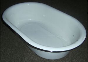 Antique Porcelain Baby Bathtub Vintage Enamelware Enamel Porcelain Baby Bath Tub