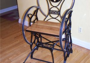 Antique Sewing Chair with Storage Custom Fabricated Chair Steampunk Cast Iron Sewing Machine Bases