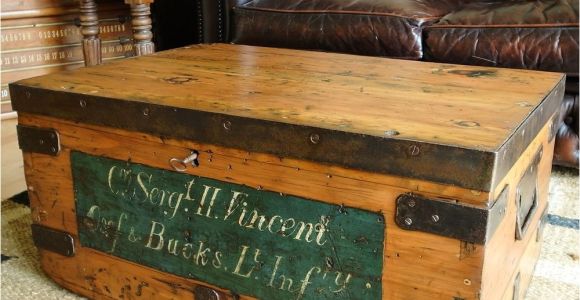 Antique Trunk Coffee Table Antique Military Chest Wwi Vintage Pine Trunk Rustic Industrial