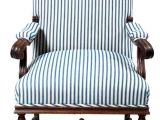 Antique White Accent Chair Pre Owned Blue & White Stripes Carved Antique Armchair