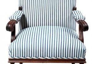 Antique White Accent Chair Pre Owned Blue & White Stripes Carved Antique Armchair