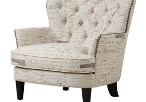 Antique White Accent Chair sofaweb Vintage Script White Linen Fabric Diamond button